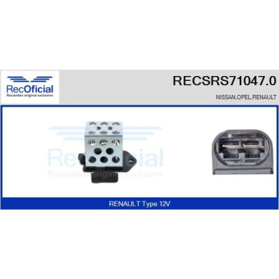 Resistenza in serie, motore elettrico (ventola del radiatore) RECOFICIAL RECSRS71047.0