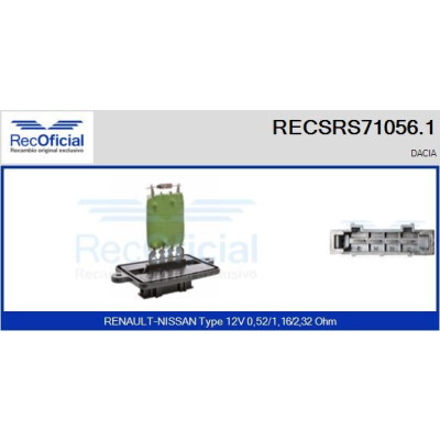 Resistenza, ventola abitacolo RECOFICIAL RECSRS71056.1