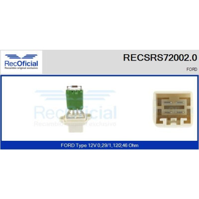 Resistenza, ventola abitacolo RECOFICIAL RECSRS72002.0