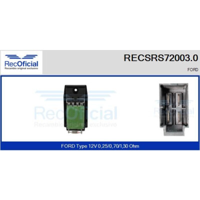 Resistenza, ventola abitacolo RECOFICIAL RECSRS72003.0