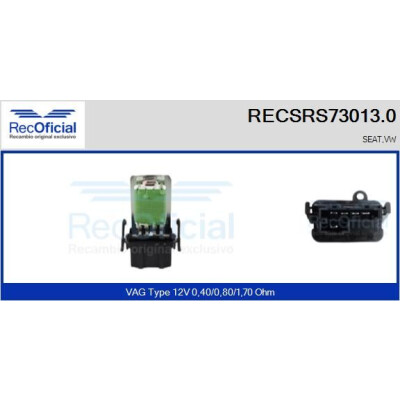 Resistenza, ventola abitacolo RECOFICIAL RECSRS73013.0
