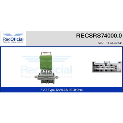 Resistenza, ventola abitacolo RECOFICIAL RECSRS74000.0