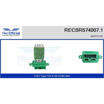 Resistenza, ventola abitacolo RECOFICIAL RECSRS74007.1