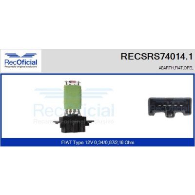Resistenza, ventola abitacolo RECOFICIAL RECSRS74014.1