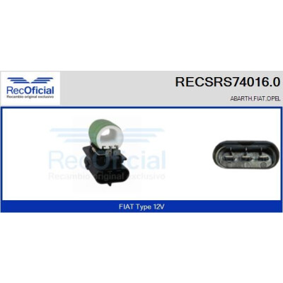 Resistenza in serie, motore elettrico (ventola del radiatore) RECOFICIAL RECSRS74016.0