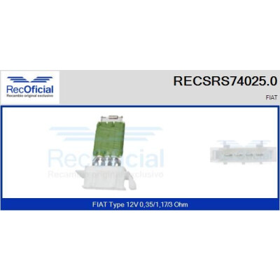 Resistenza, ventola abitacolo RECOFICIAL RECSRS74025.0
