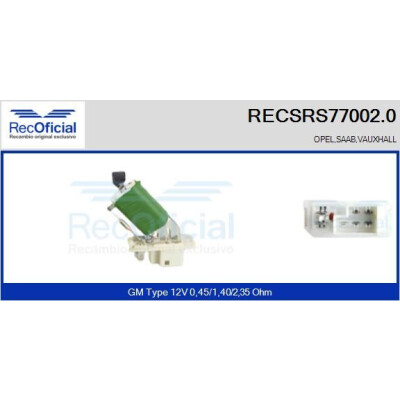 Resistenza, ventola abitacolo RECOFICIAL RECSRS77002.0