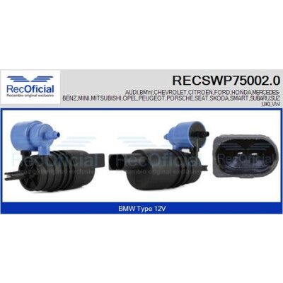 Pompa dell'acqua lavavetri RECOOFFICIAL RECSWP75002.0