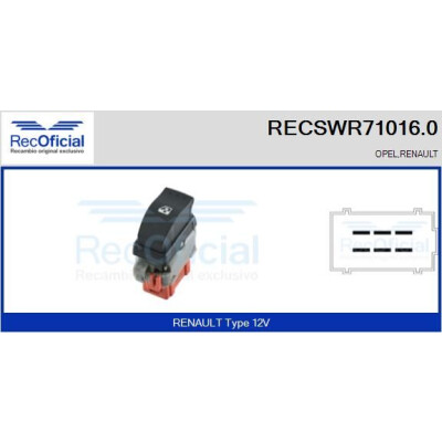 Interruttore alzacristalli RECOOFFICIAL RECSWR71016.0
