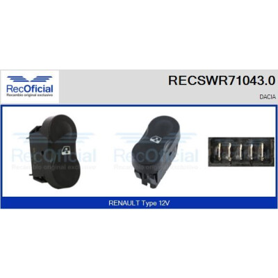 Interruttore alzacristalli RECOOFFICIAL RECSWR71043.0