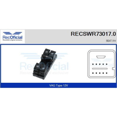 Interruttore alzacristalli RECOOFFICIAL RECSWR73017.0