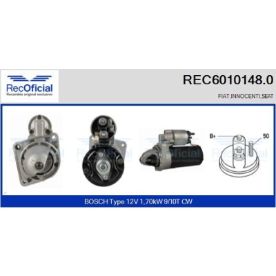 Motorino di avviamento RECOFFICIAL REC6010148.0