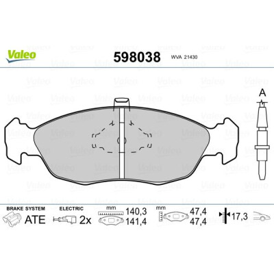 Kit pastiglie freno VALEO 598038