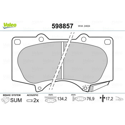 Kit pastiglie freno VALEO 598857