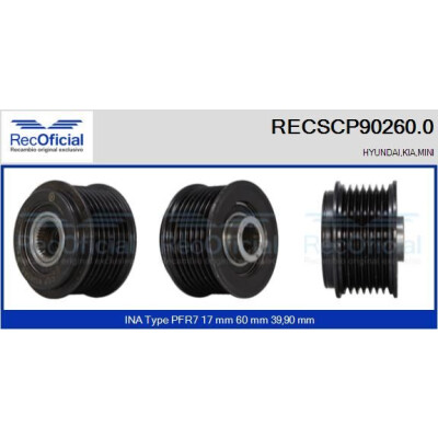 Puleggia, alternatore RECOFICIAL RECSCP90260.0