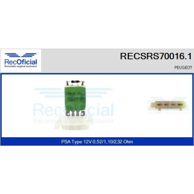 Resistenza, ventola abitacolo RECOFICIAL RECSRS70016.1
