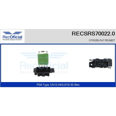 Resistenza, ventola abitacolo RECOFICIAL RECSRS70022.0