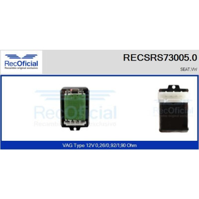 Resistenza, ventola abitacolo RECOFICIAL RECSRS73005.0