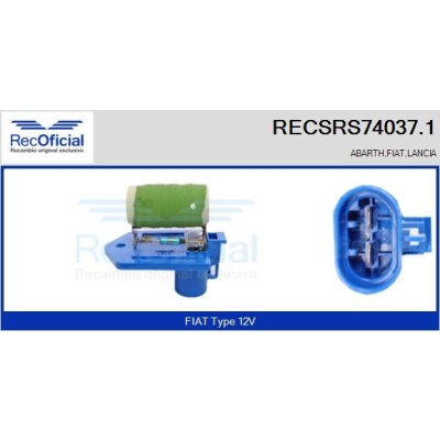 Resistenza in serie, motore elettrico (ventola del radiatore) RECOFICIAL RECSRS74037.1
