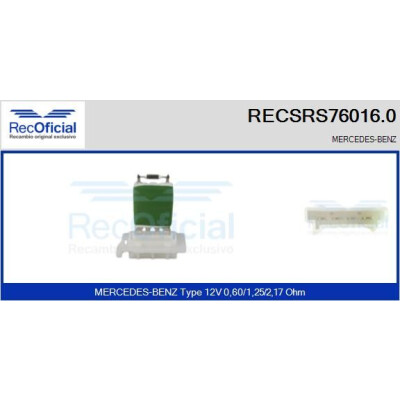 Resistenza, ventola abitacolo RECOFICIAL RECSRS76016.0