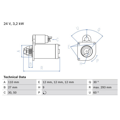 Motorino di avviamento BOSCH 0 986 011 160