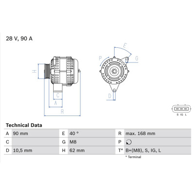 Alternatore BOSCH 0 986 045 170