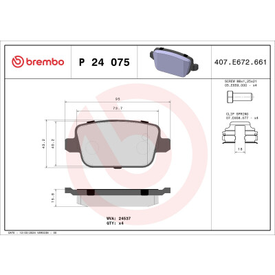 Kit pastiglie freno, Freno a disco BREMBO P 24 075X