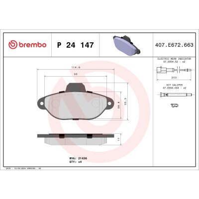 Kit pastiglie freno, Freno a disco BREMBO P 24 147X
