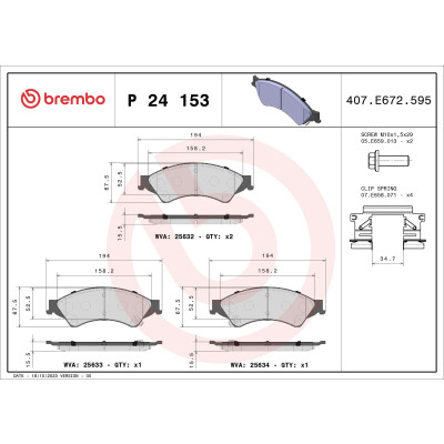 Kit pastiglie freno, Freno a disco BREMBO P 24 153X