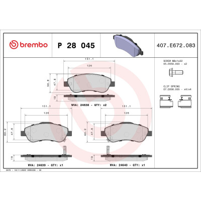 Kit pastiglie freno, Freno a disco BREMBO P 28 045X