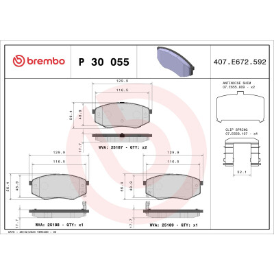 Kit pastiglie freno, Freno a disco BREMBO P 30 055X