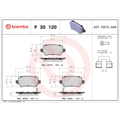 Kit pastiglie freno, Freno a disco BREMBO P 30 120