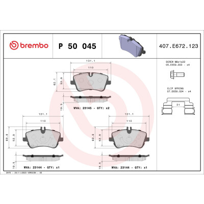 Kit pastiglie freno, Freno a disco BREMBO P 50 045X