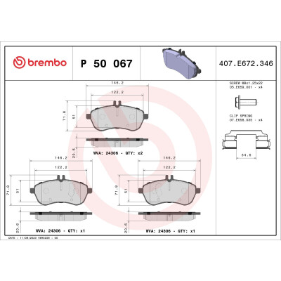 Kit pastiglie freno, Freno a disco BREMBO P 50 067X