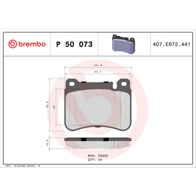 Kit pastiglie freno, Freno a disco BREMBO P 50 073X