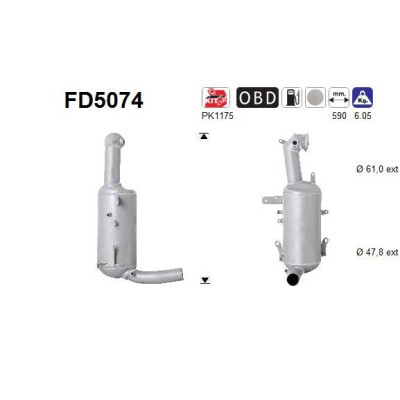 Filtro antiparticolato/fuliggine, sistema di scarico AS FD5074