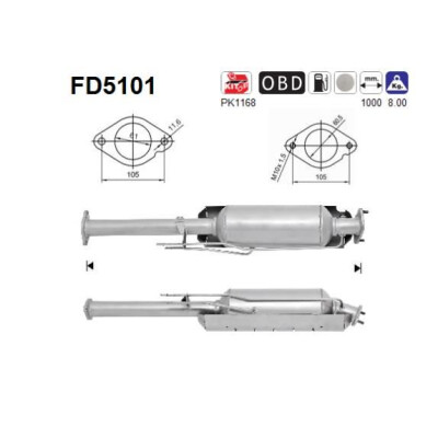 Filtro antiparticolato/fuliggine, sistema di scarico AS FD5101