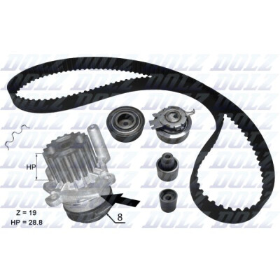 Kit pompa acqua + cinghia distribuzione DOLZ KD100