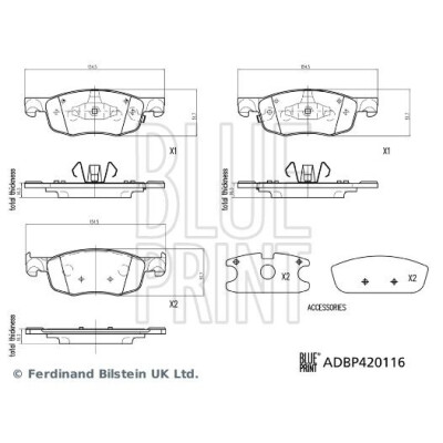 Kit pastiglie freno, Freno a disco BLUEPRINT ADBP420116