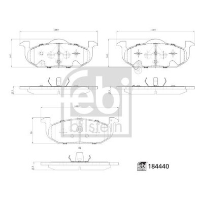 Kit pastiglie freno, Freno a disco FEBI BILSTEIN 184440