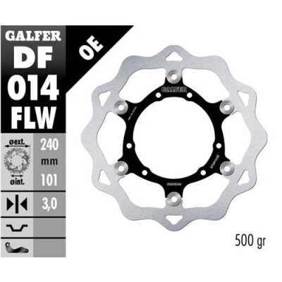 Disco flottante GALFER Wave (acciaio inossidabile) 240x3mm