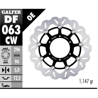 Disco flottante completo GALFER Wave (alluminio) 296x DF063CW