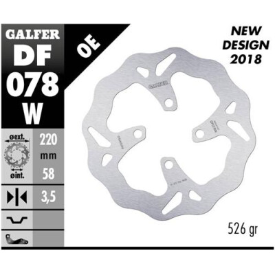 Disco fisso GALFER Wave 220x3,5mm DF078W