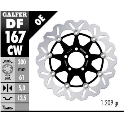 Disco flottante completo GALFER Wave (alluminio) 300x DF167CW