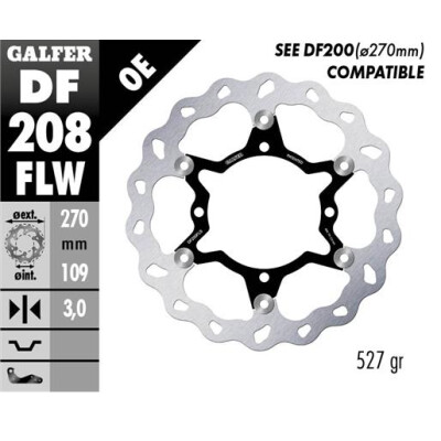 Disco flottante GALFER Wave (acciaio inossidabile) 270x3mm