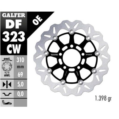 Disco flottante completo GALFER Wave (alluminio) 310x DF323CW