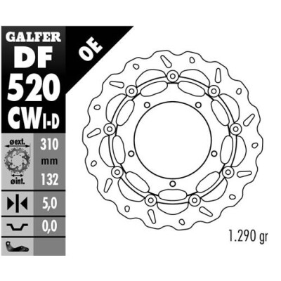 Disco flottante GALFER Wave completo sinistro (C. DF520CWI