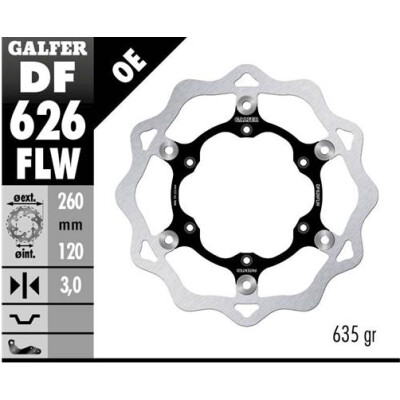Disco flottante GALFER Wave (acciaio) 260x3mm DF626FLW