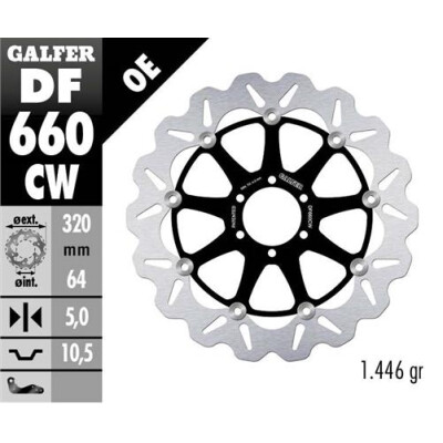 Disco flottante completo GALFER Wave (alluminio) 320x DF660CW