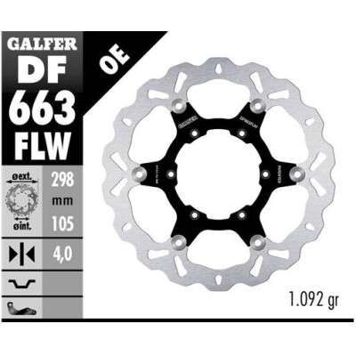 Disco flottante GALFER Wave (acciaio) 298x4mm